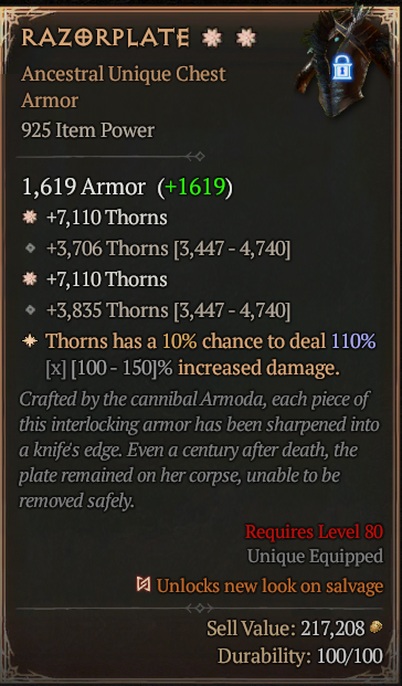Diablo 4 Season Unique Items Chest Armor